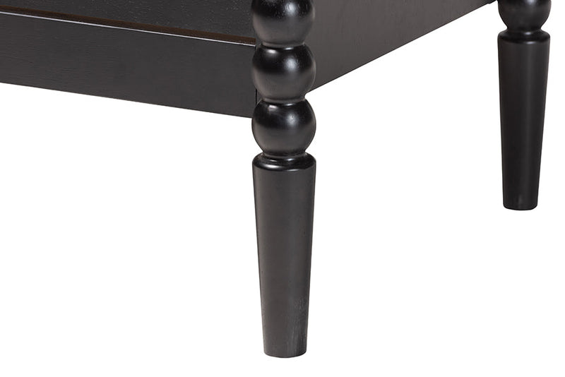 Laverne Black Bobbin Wood 6-Drawer Dresser Baxton