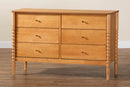 Laverne Oak Brown Bobbin Wood 6-Drawer Dresser Baxton