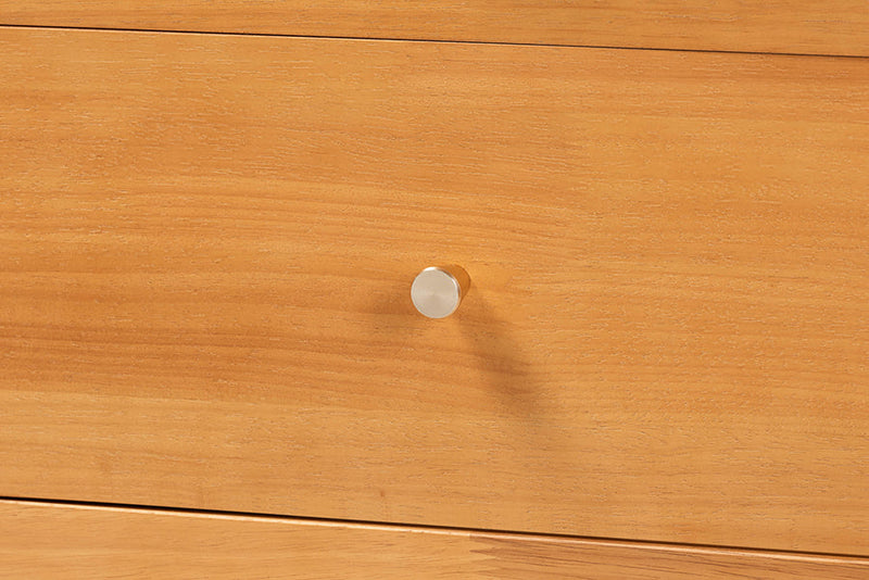 Laverne Oak Brown Bobbin Wood 6-Drawer Dresser Baxton