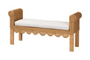 Salman Handwoven Natural Rattan Bench with Scalloped Detailing Baxton