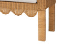 Salman Handwoven Natural Rattan Bench with Scalloped Detailing Baxton