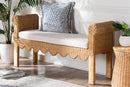 Salman Handwoven Natural Rattan Bench with Scalloped Detailing Baxton