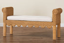 Salman Handwoven Natural Rattan Bench with Scalloped Detailing Baxton