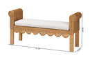 Salman Handwoven Natural Rattan Bench with Scalloped Detailing Baxton