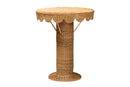Adela Bohemian Light Honey Rattan Scalloped Accent Table Baxton