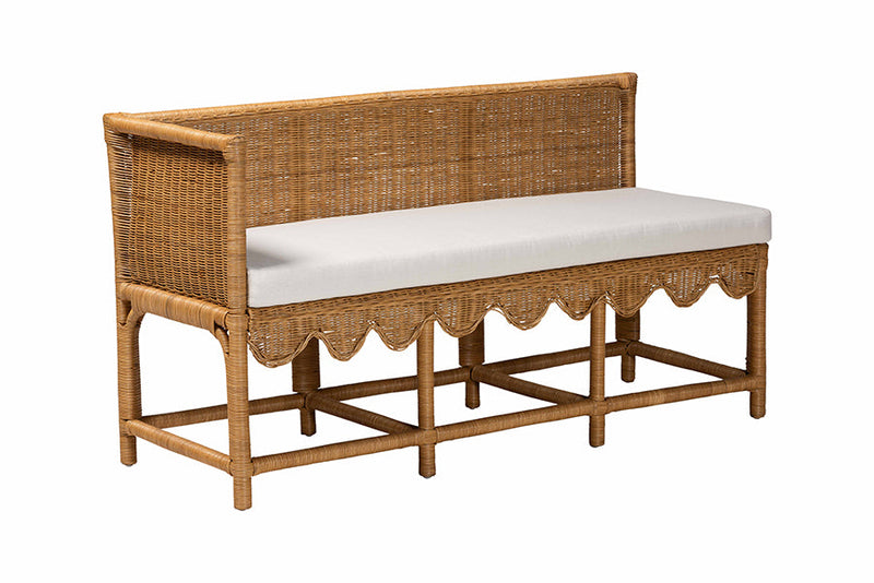 Gallo Bohemian Scallop Light Honey Rattan 2Pc Dining Nook Set Baxton