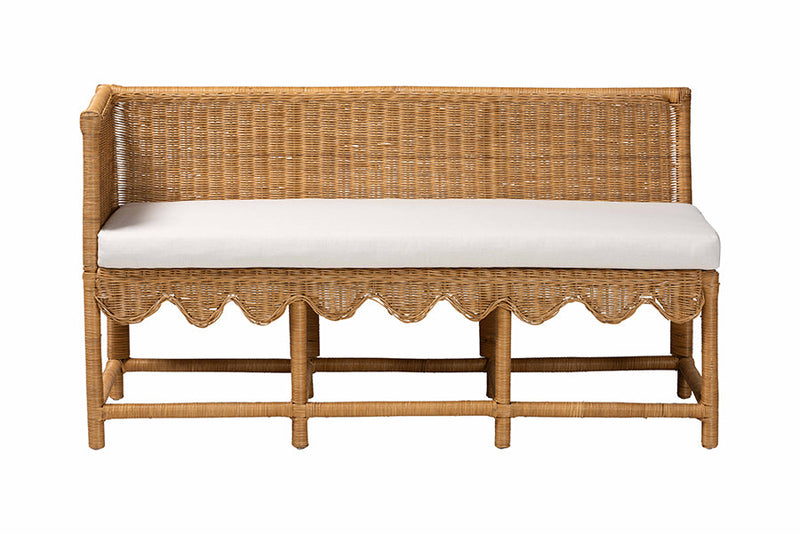 Gallo Bohemian Scallop Light Honey Rattan 2Pc Dining Nook Set Baxton