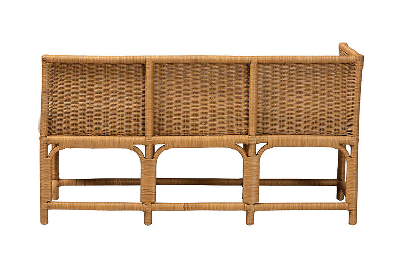 Gallo Bohemian Scallop Light Honey Rattan 2Pc Dining Nook Set Baxton