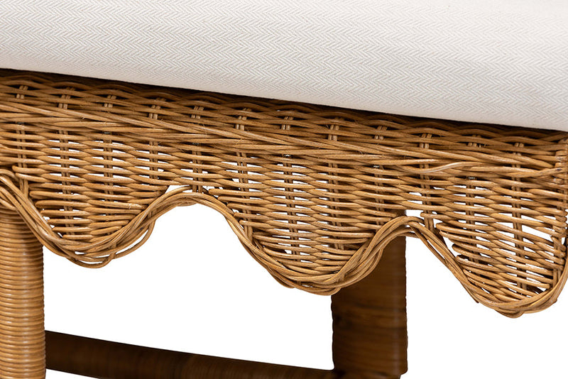 Gallo Bohemian Scallop Light Honey Rattan 2Pc Dining Nook Set Baxton