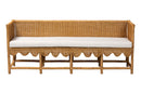 Gallo Bohemian Scallop Light Honey Rattan Long Dining Bench Baxton