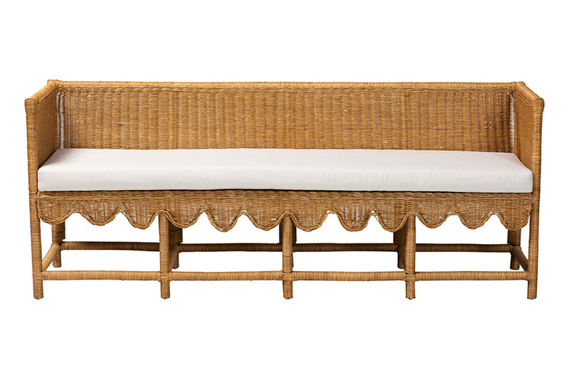 Gallo Bohemian Scallop Light Honey Rattan Long Dining Bench