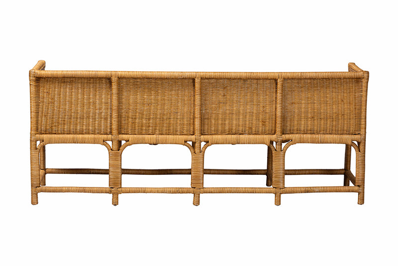 Gallo Bohemian Scallop Light Honey Rattan Long Dining Bench