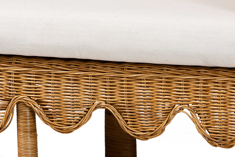 Gallo Bohemian Scallop Light Honey Rattan Long Dining Bench