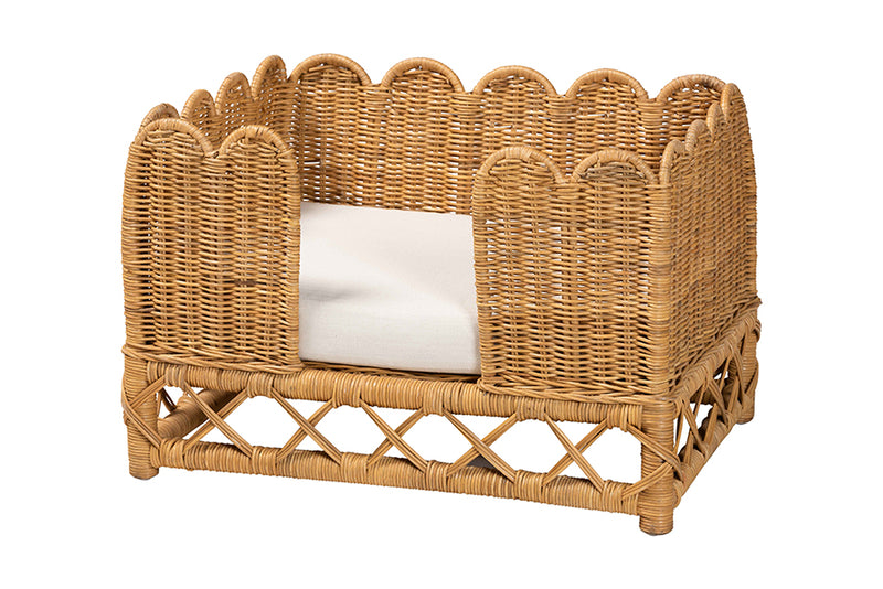 Claire Bohemian Light Honey Rattan Pet Bed