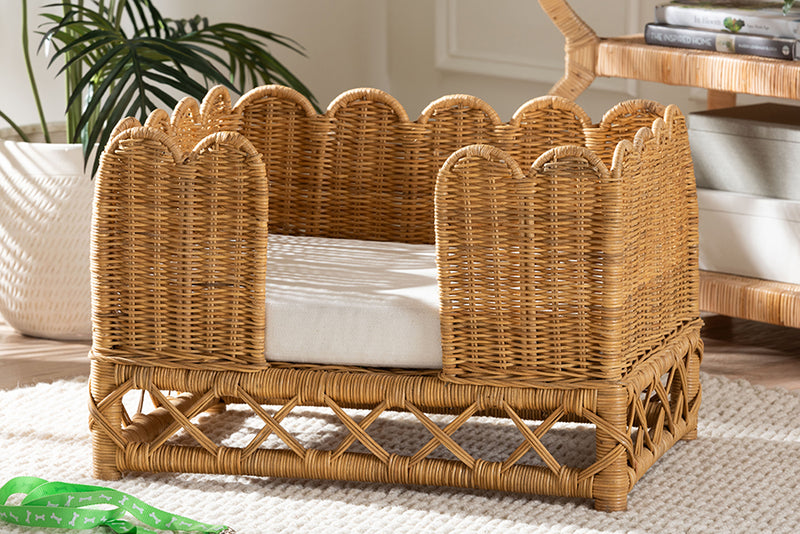 Claire Bohemian Light Honey Rattan Pet Bed