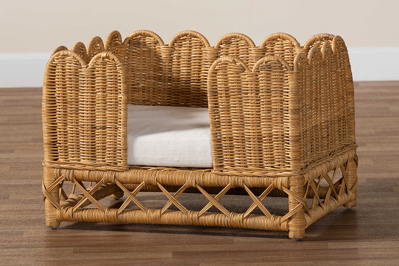 Claire Bohemian Light Honey Rattan Pet Bed