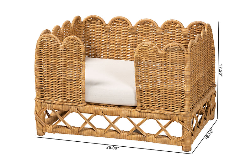 Claire Bohemian Light Honey Rattan Pet Bed