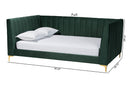 Noleta Emerald Green Velvet and Gold Metal Full Daybed Baxton
