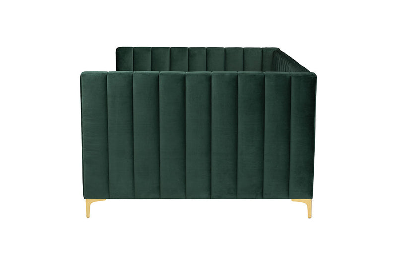 Noleta Emerald Green Velvet and Gold Metal Full Daybed Baxton