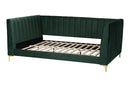 Noleta Emerald Green Velvet and Gold Metal Full Daybed Baxton
