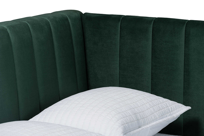 Noleta Emerald Green Velvet and Gold Metal Full Daybed Baxton
