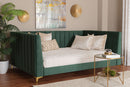 Noleta Emerald Green Velvet and Gold Metal Full Daybed Baxton