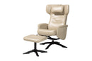 Sage Modern Beige Faux Leather 2Pc Lounge Chair and Footrest Set Baxton