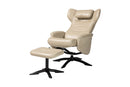 Sage Modern Beige Faux Leather 2Pc Lounge Chair and Footrest Set Baxton