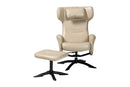 Sage Modern Beige Faux Leather 2Pc Lounge Chair and Footrest Set Baxton