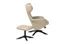 Sage Modern Beige Faux Leather 2Pc Lounge Chair and Footrest Set Baxton