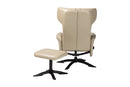 Sage Modern Beige Faux Leather 2Pc Lounge Chair and Footrest Set Baxton