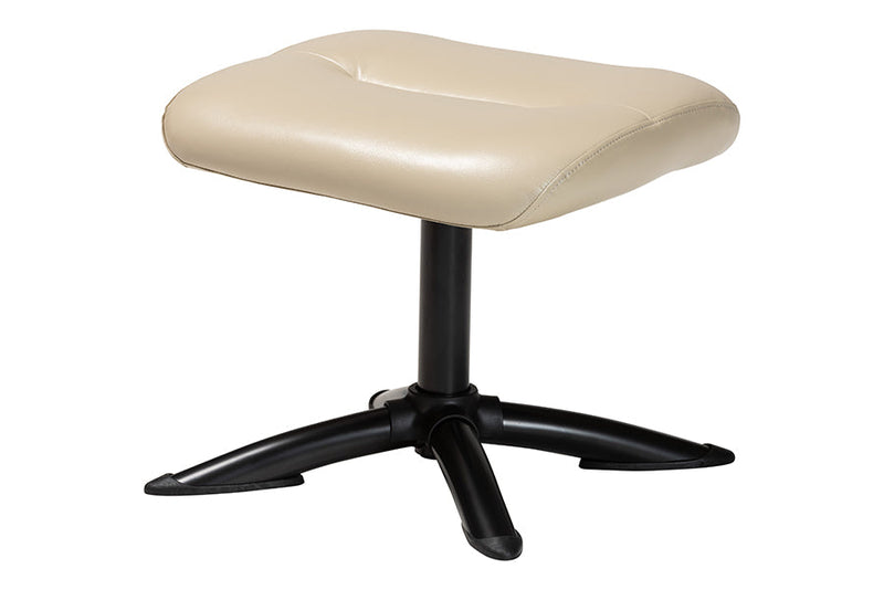 Sage Modern Beige Faux Leather 2Pc Lounge Chair and Footrest Set Baxton