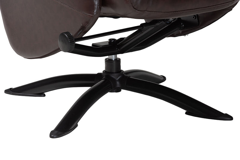 Sage Modern Brown Faux Leather 2Pc Lounge Chair and Footrest Set Baxton