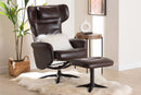 Sage Modern Brown Faux Leather 2Pc Lounge Chair and Footrest Set Baxton