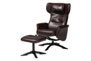Sage Modern Brown Faux Leather 2Pc Lounge Chair and Footrest Set Baxton