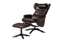 Sage Modern Brown Faux Leather 2Pc Lounge Chair and Footrest Set Baxton