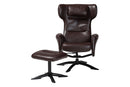 Sage Modern Brown Faux Leather 2Pc Lounge Chair and Footrest Set Baxton