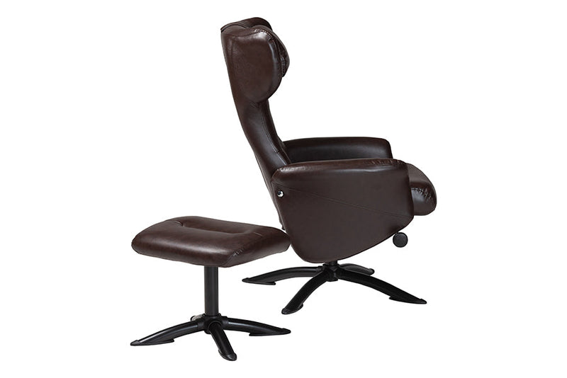 Sage Modern Brown Faux Leather 2Pc Lounge Chair and Footrest Set Baxton