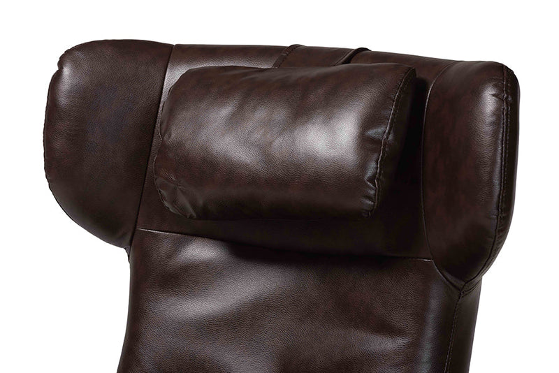 Sage Modern Brown Faux Leather 2Pc Lounge Chair and Footrest Set Baxton