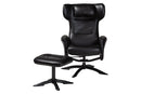 Sage Modern Black Faux Leather 2Pc Lounge Chair and Footrest Set Baxton