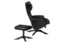 Sage Modern Black Faux Leather 2Pc Lounge Chair and Footrest Set Baxton