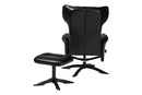Sage Modern Black Faux Leather 2Pc Lounge Chair and Footrest Set Baxton