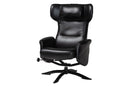 Sage Modern Black Faux Leather 2Pc Lounge Chair and Footrest Set Baxton