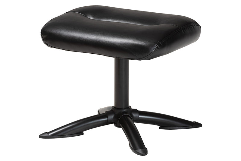 Sage Modern Black Faux Leather 2Pc Lounge Chair and Footrest Set Baxton