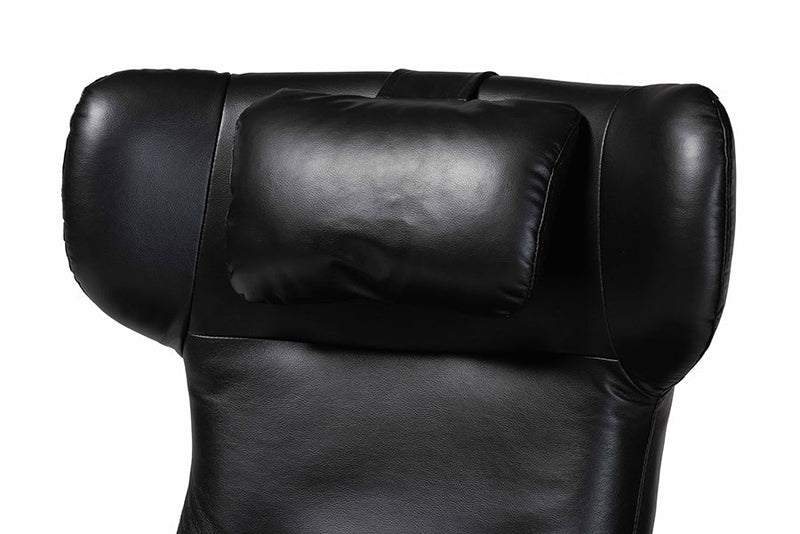 Sage Modern Black Faux Leather 2Pc Lounge Chair and Footrest Set Baxton