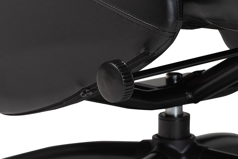 Sage Modern Black Faux Leather 2Pc Lounge Chair and Footrest Set Baxton