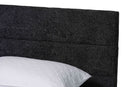 Miyagi Japandi Dark GrayTeddy Fabric and Walnut Brown Wood Queen Bed Baxton