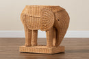 Leandra Bohemian Light Honey Rattan Elephant End Table Baxton