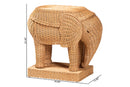 Leandra Bohemian Light Honey Rattan Elephant End Table Baxton