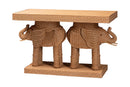 Leandra Bohemian Honey Rattan Elephant Console Table Baxton